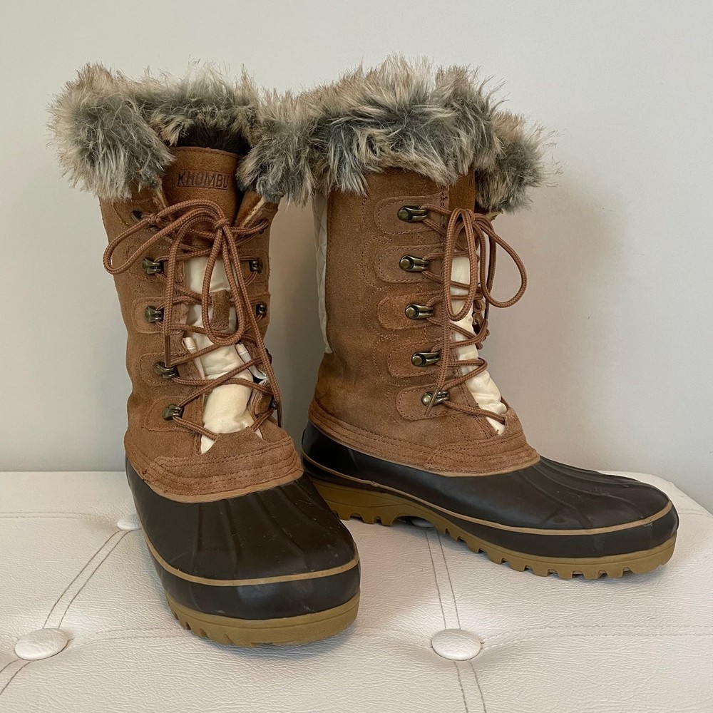 Khombu Nordic 2 Suede Faux Fur Boots Size 9